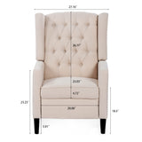 Push Back Recliner Chair,Easy Chairs for Small Spaces,Comfy Armchair,Reading Recliner Chairs for Adults,Living Room Accent Chair, Wingback and Rivets Design for Modern Recliner Chair(White) NITYASUNDARA
