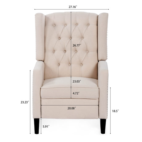Push Back Recliner Chair,Easy Chairs for Small Spaces,Comfy Armchair,Reading Recliner Chairs for Adults,Living Room Accent Chair, Wingback and Rivets Design for Modern Recliner Chair(White) NITYASUNDARA