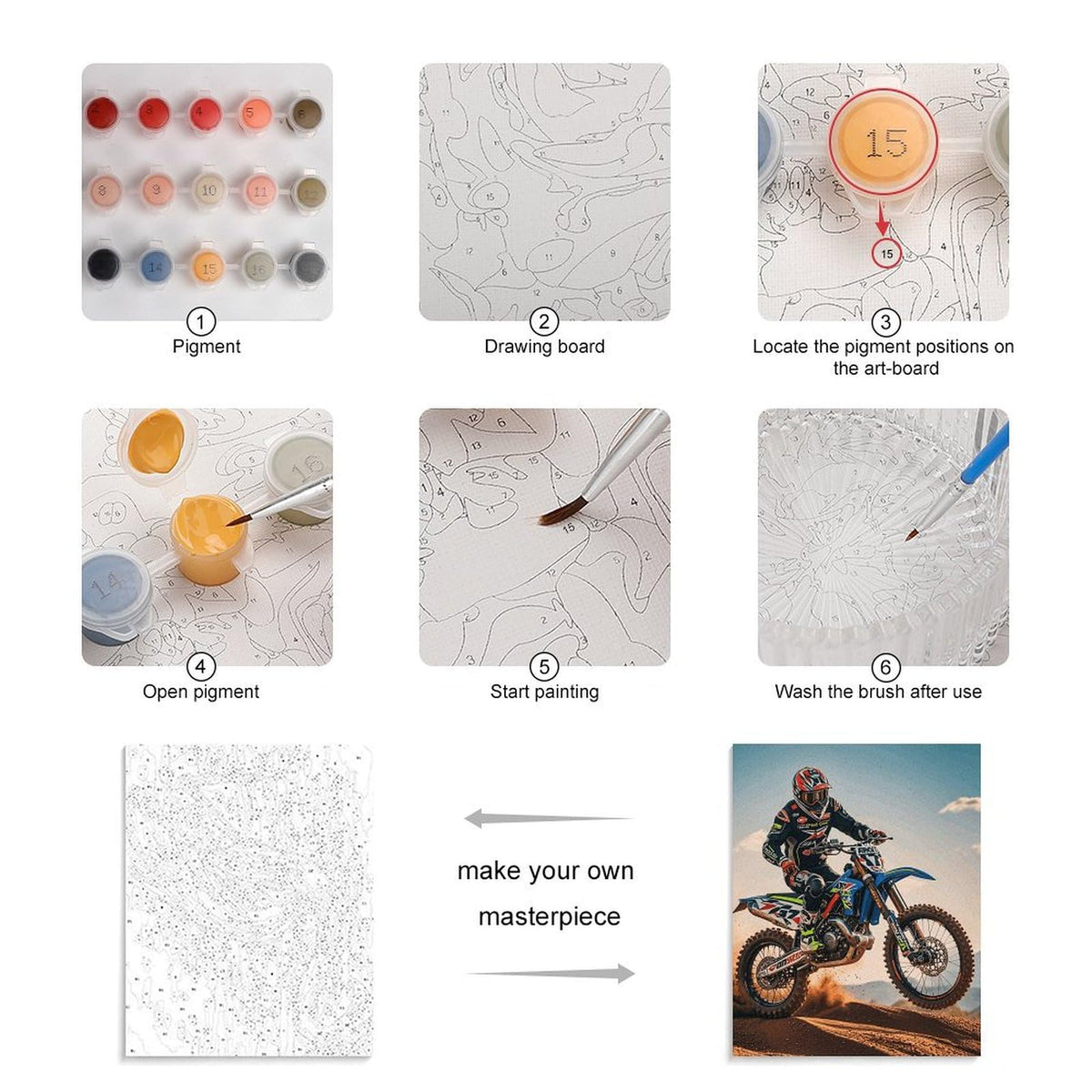 Sport Motorcycle Motocross Racing Theme Paint by Numbers Kit for Adults Beginners Adult Paint by Number Kits on Canvas DIY Acrylic Oil Paints Paintwork with Paintbrushes for Gift Home Wall Decor 16*20 TKJMCSW