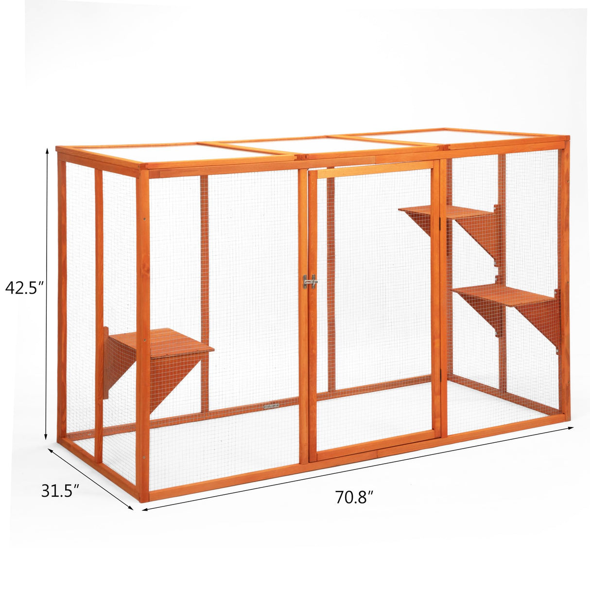 COZIVVOVV Catio Outdoor Cat Enclosure, 71" Large Weatherproof Catios with Cedar Wood Frame for cat Patio, Heavy Duty Outdoor Cat Condo & Cage, Indoor cattio for Cats (Orange-Red, Large) COZIVVOVV