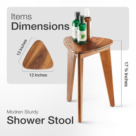12" Corner Shower Foot Rest - Wooden Showers Stool Seat for Shaving Legs - Small Corner Shower Benches for Inside Shower - Waterproof Bath Step Stools Bench for Bathroom (Height - 18in, Acacia) HOLANA