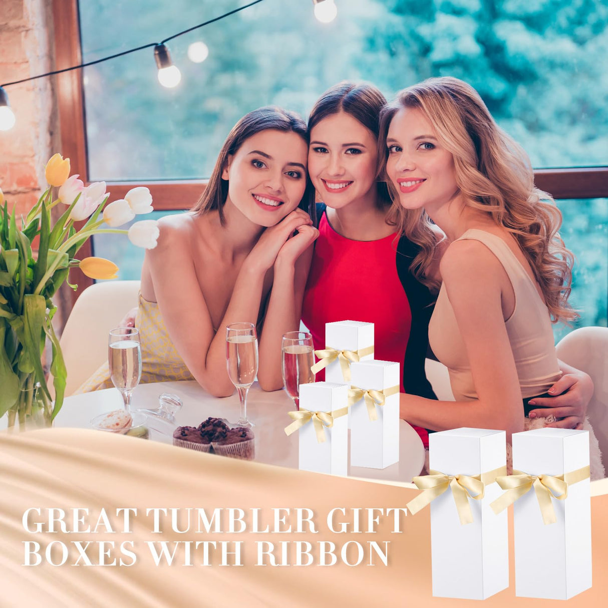 Qilery 12 Sets Gift Boxes with Ribbon for Sublimation Tumbler Gift Boxes for 12oz, 20oz, 30oz Glass Exhibition Boxes Tumbler Boxes for Shipping Cup Boxes Gift Packaging Box for Tumbler Cup (White) Qilery