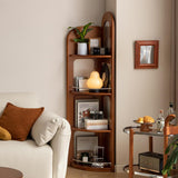 Wayshome 4-Tier 100% Solid Wood Corner Bookshelf, 64” Tall Mid Century Modern Corner Shelf Display, Open Storage Bookcase for Home Offie, Living Room (Poplar Wood) Wayshome