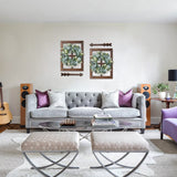 Rustic Wood Window Frame with Green Wreath and Arrows Wall Decor，Farmhouse Window Frame Hanging Decor,Wooden Fake Decoration,Window Pane Wall Decor,Set of 2 (Brown) WAKOSAN