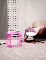 solaround Clear Acrylic End Table 2-Tier Bedside nightstand for Living Room Bedroom Home Decor (Pink) solaround