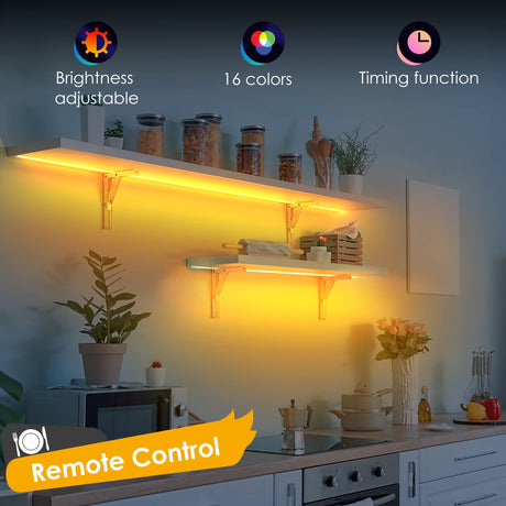 3-Pack Shelf Lights, Upgrade Battery Operated 20inch Led Strip Lights with Remote, Color Change with Timer Floating Shelves LED Wall Lights, DIY Led Lights for Bedroom, Kitchen, Indoor Room Decor Little Joke