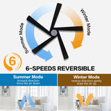 WINGBO 54" DC Ceiling Fan with Lights, 5 Carved Solid Wood Blades, 6-Speed Reversible DC Motor, Matte Black Finish Ceiling Fan with Remote, Black WINGBO