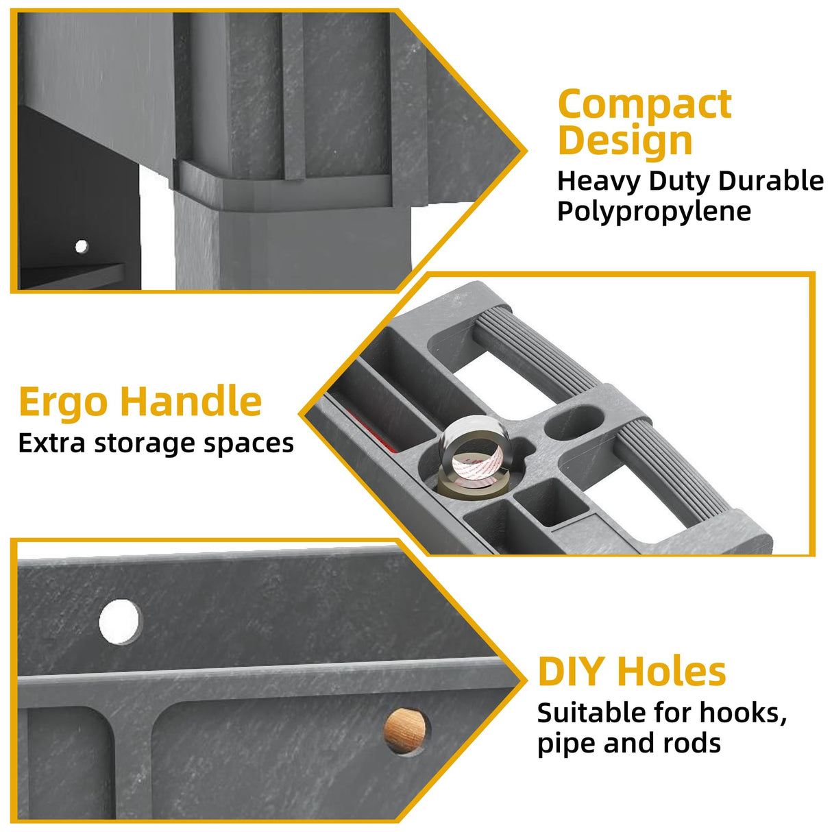 DWVO Utility Service Cart on Wheels, 550 lbs Capacity, 40 x 17 Inch Rolling Work Carts with Wheels, 2 Shelf Heavy Duty Plastic Cart Suitable for Warehouse, Garage, School & Office, Cleaning, Gray DWVO