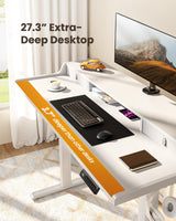 ErGear Electric Standing Desk with Drawers, 55″ x 28″ Gaming Desk with Monitor Stand, C-Clamp Mount Compatible, Home Office Height-Adjustable Desk with Storage Shelf, 4 Preset Heights, White, EGESD37W ErGear
