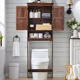 ACCOHOHO Over The Toilet Storage Cabinet, Farmhouse Bathroom Cabinet with Adjustable Shelf & Barn Door, 67" Tall Over The Toilet Shelf, Brown ACCOHOHO