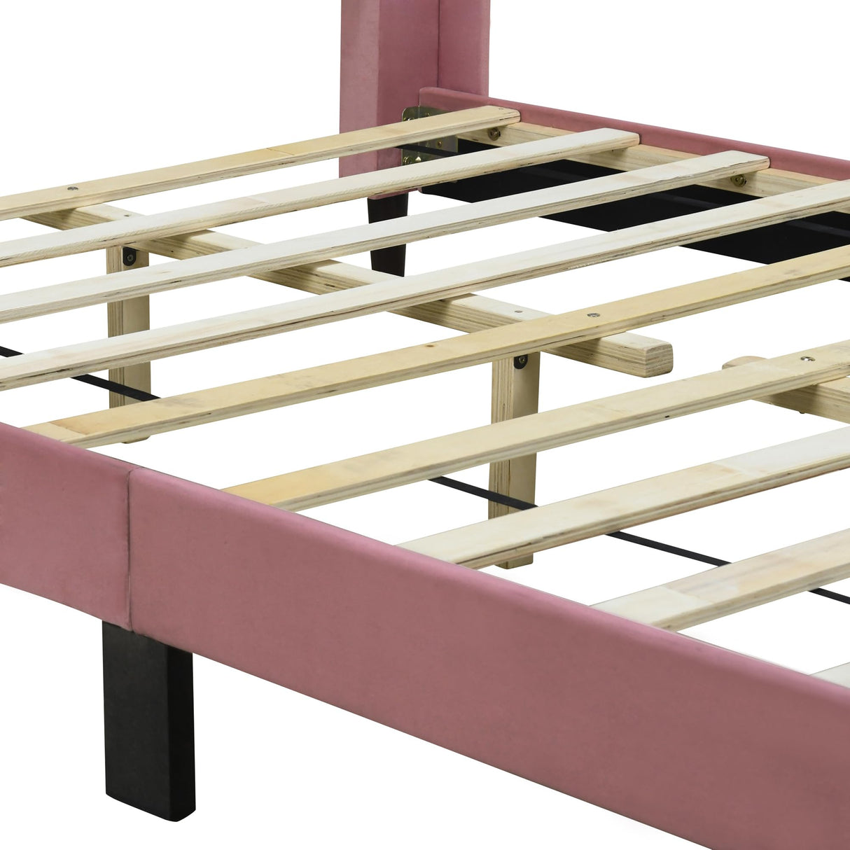 Favfurish Full Size Upholstered Platform Bed with Tufted Headboard and Footboard,Velvet Bedframe w/Mattress Foundation,Wood Slat Support,No Box Spring Needed, Bedroom/Guest Room, Pink Favfurish