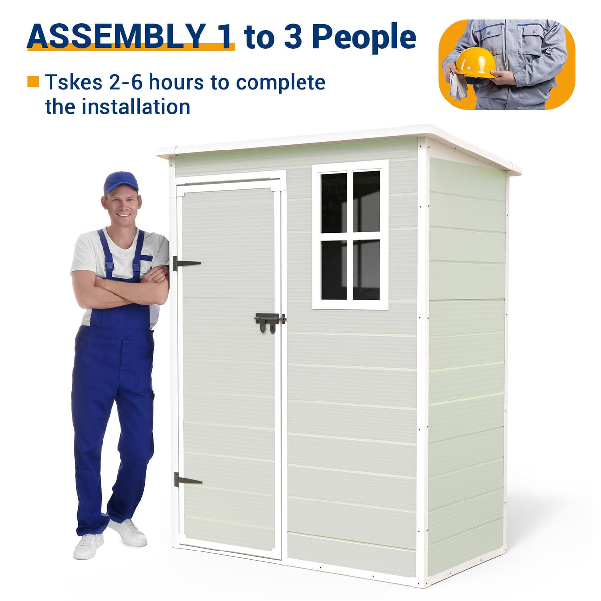 UDPATIO Outdoor Storage Shed 5x3 FT, Resin Garden Shed for Bike, Garbage Can, Tool, Plastic Outside Sheds & Outdoor Storage Storage Box with Lockable Door for Backyard, Patio, Lawn, Sandstone UDPATIO