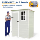 UDPATIO Outdoor Storage Shed 5x3 FT, Resin Garden Shed for Bike, Garbage Can, Tool, Plastic Outside Sheds & Outdoor Storage Storage Box with Lockable Door for Backyard, Patio, Lawn, Sandstone UDPATIO