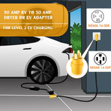 Kanayu Compatible with NEMA 14-50P to 14-30R Adapter, 4 Prong 50 Amp to 30 Amp Adapter, for Level 2 EV Charger, Generator Welder Dryer EV Charger Power Cord Connector Kanayu