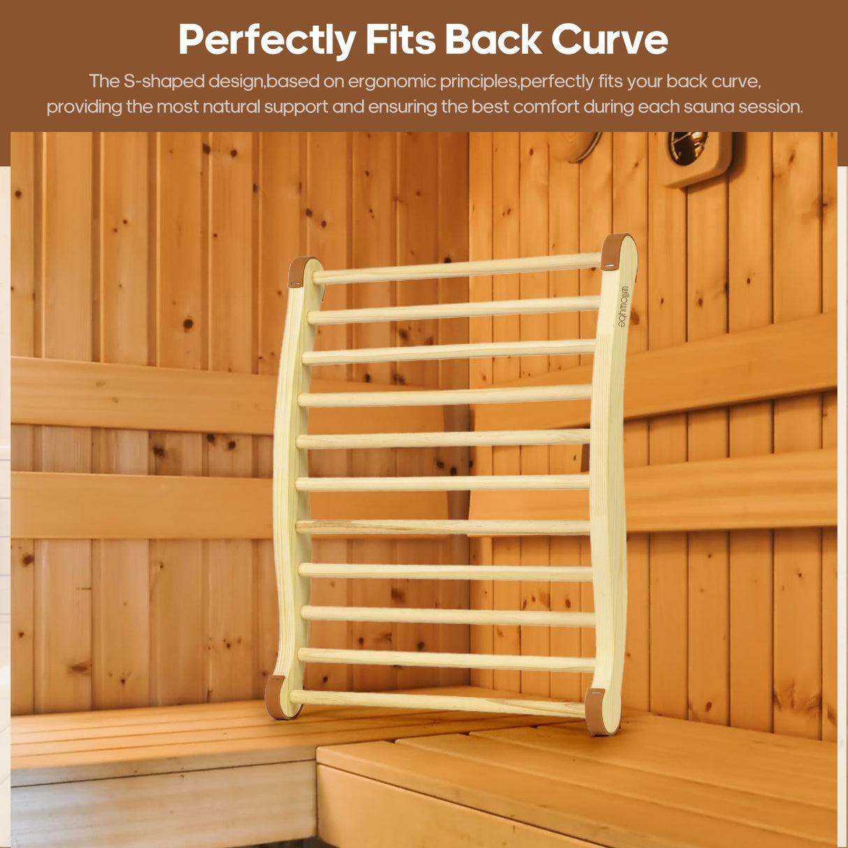 WILLOWYBE Sauna Backrest Durable Non-Slip Pads & Natural Scotch Pine Wood - Back Support for Infrared Sauna and Steam Sauna Accessories Luxury - Ideal for Everyday WILLOWYBE