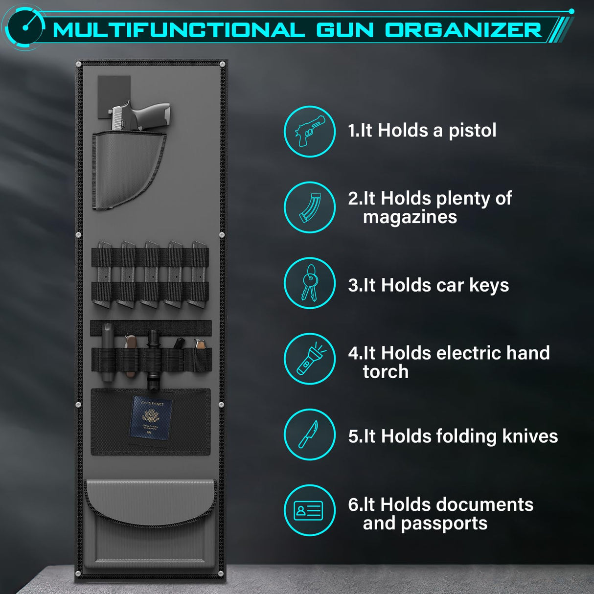 5-6 Rifle Gun Safe, Biometric Gun Safe, 57" Long Gun Safe for Rifles and Pistols, Quick Access Gun Cabinet for Rifles and Shotguns with Backlit Touch Keypad, Dual Alarm System, 3 Gun Racks Luzfuego