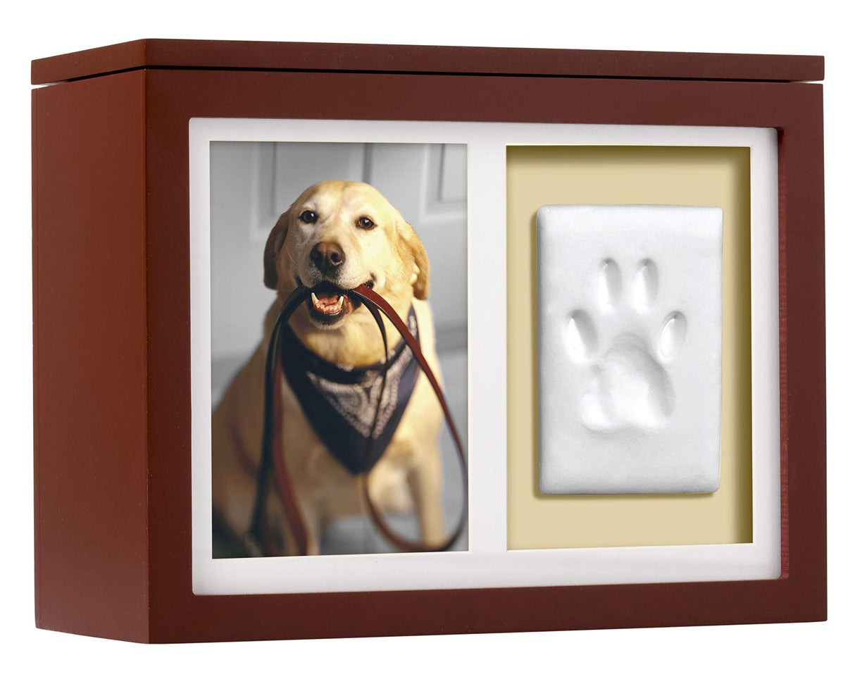 Pearhead Pet Photo Memory Box and Impression Kit for Dog or Cat Paw Print, Clay Paw Print Urn, Pet Memorial, Espresso Pearhead
