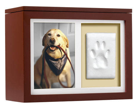 Pearhead Pet Photo Memory Box and Impression Kit for Dog or Cat Paw Print, Clay Paw Print Urn, Pet Memorial, Espresso Pearhead