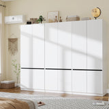 LABROSKIA White Armoire Wardrobe Closet: 74" Wooden Wardrobe Closet with 6 Doors, Bedroom Armoires with Hanging Rod, Tall Closets Cabinet for Hanging Clothes (94.5") LABROSKIA