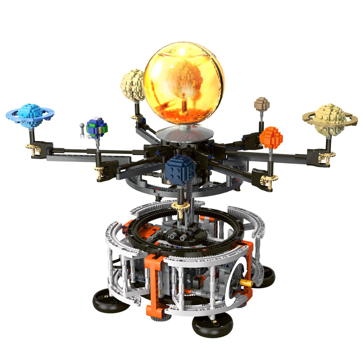 MOCBURIKU Solar System Building Set for Kids, STEM Toys with Rotatable Handle and Mechanical Gears, Space Toys for Home/School Science Learning, Birthday Gifts for Boys Girls Ages 6-12(1282pcs) MOCBURIKU