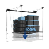 FLEXIMOUNTS Garage Lifting Metal Rack, 4x4 Ft Overhead Garage Storage Racks, Adjustable Heavy-Duty Ceiling Organization System, 300lbs Weight, Satin Black FLEXIMOUNTS