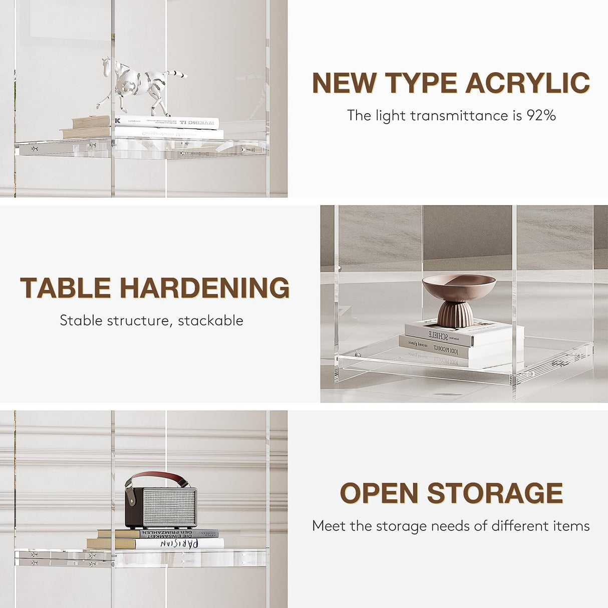 Acrylic Display Cabinet, 4-Tier Display Case in Bedroom, Living Room, Playroom, Modern Style (16" D x 16" W x 62" H) bitaycan