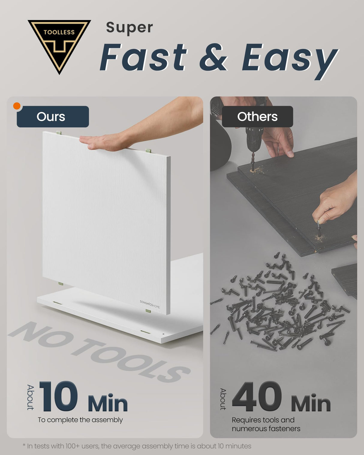 SONGMICS HOME Superfast Toolless Assembly, Bookshelf, Cube Storage Organizer, Shelving Unit, 6 Compartments, 4 Fabric Drawers, 10.6 x 32.7 x 24.3 Inches, Snow White ULBC196W01 SONGMICS HOME