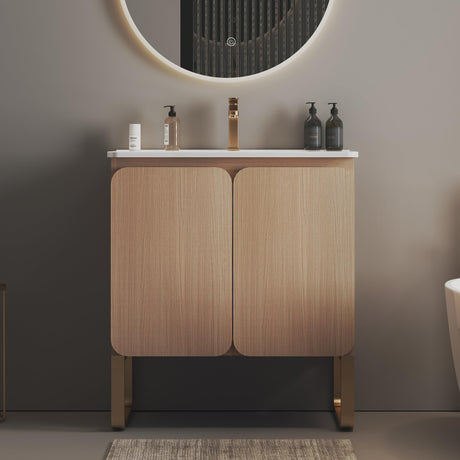 BLUHOUZZ Dalia 30 Inch Bathroom Vanity with Sink,Large Storage Freestanding Bathroom Vanity with Overflow for Modern Bathroom, One-Piece Sink Basin Minimalist Bathroom Sink Cabinet BLUHOUZZ