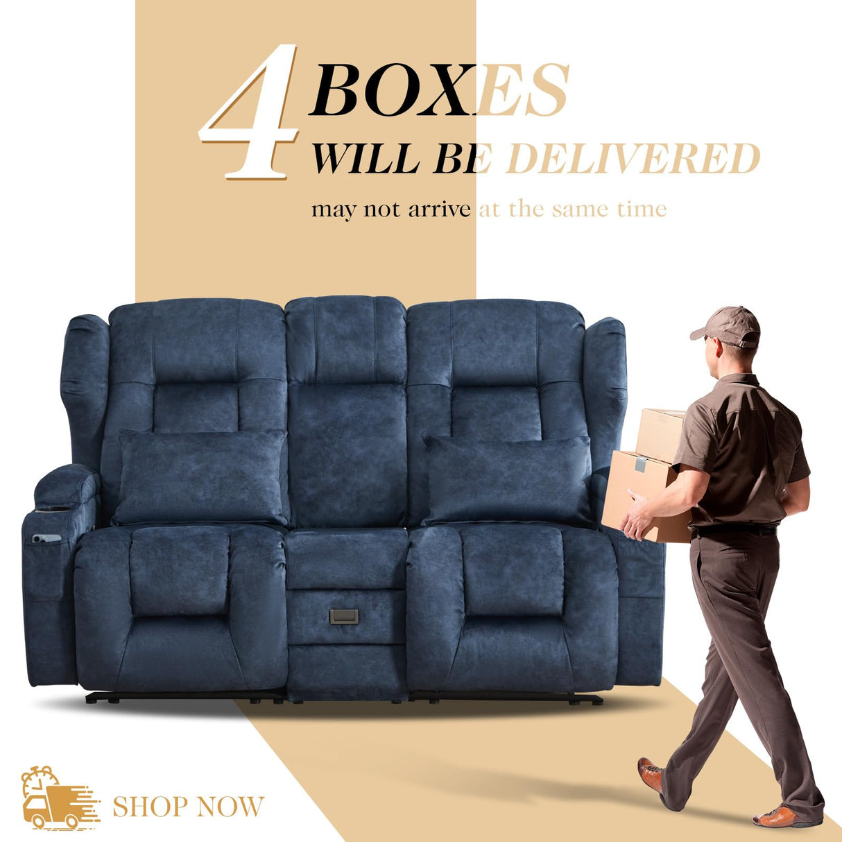 TCGBKAF Loveseat Recliner Sofa with Flip-up Console,Reclining Loveseat Sofa Wall Hugger Recliners for Small Spaces,Dual Manual Recliner Couches with Cup Holders for Living Room (Velvet Blue) TCGBKAF