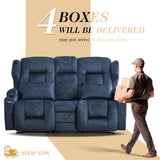 TCGBKAF Loveseat Recliner Sofa with Flip-up Console,Reclining Loveseat Sofa Wall Hugger Recliners for Small Spaces,Dual Manual Recliner Couches with Cup Holders for Living Room (Velvet Blue) TCGBKAF