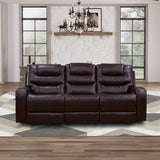 GEBADOL Power Recliner Sofa Set, Leather Recliners with Built-in USB Ports/Storage Console, Reclining Couch Set for Living Room/Home Theatre/Office (Brown, Sofa+LOVESEAT+Chair) GEBADOL