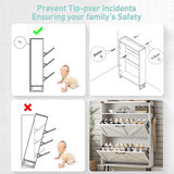 Vabches Shoe Storage Cabinet with 2 Flip Drawers,Freestanding Narrow Shoe Organizer with Open Storage,Hidden Slim Organizer Rack for Entryway,Hallway,White Vabches