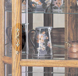 Howard Miller Wilshire Curio Cabinet, Golden Oak Finish with Lights Storage Cabinet - Adjustable Glass Shelves, Level Display Cases for Decorative Items, Collectibles, Living Room & Office Howard Miller