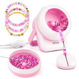 ISTOYO 2IN1 Adjustable Electric Clay and Seed Bead Spinner - Dual-Purpose Jewelry Making Tool with Big Eye Beading Needle - Ideal for Bracelets and Necklaces - Vibrant Pink ISTOYO