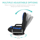 Best Choice Products Swivel Gaming Chair 360 Degree Multipurpose Floor Chair Rocker for TV, Reading, Playing Video Games w/Lumbar Support, Armrest Handles, Adjustable Foldable Backrest - Black/Blue Best Choice Products