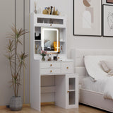 ARTETHYS Small Vanity Desk with Sliding Mirror and Lights White Makeup Vanities Set with Drawers Compact Dressing Table with Cabinet and Adjustable Shelves for Bedroom ARTETHYS