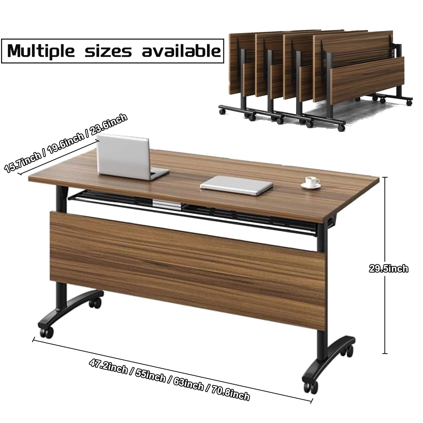 Conference Table 4 Pack - Modern Office Conference Room Table, Folding Conference Tables Training Table, Mobile Flip Top Meeting Table with Caster Wheels (A, 63 x 23.6 x 29.5 inch) - WoodArtSupply