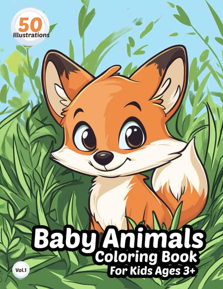Baby Animals Coloring Book for Kids Ages 3+: Fun and Easy Animal Friends for Toddlers, Preschool and Kindergarten | 50 Adorable Illustrations | Great Gift for Boys and Girls WoodArtSupply
