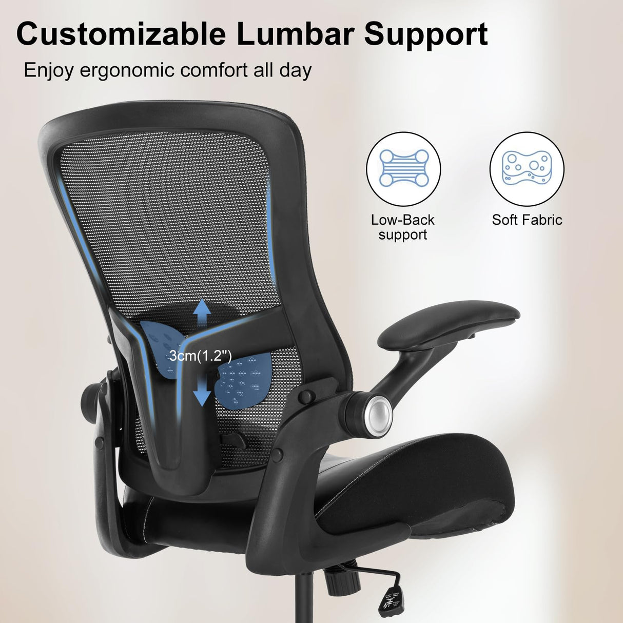 HOMIFYCO Drafting Chair, Tall Office Chair with Flip-up Armrests, Standing Desk Chair Counter Height Office Chairs with Footrest and Adjustable Lumbar Support Black HOMIFYCO