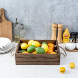 MyGift 13 Inch Rustic Brown Wood Decorative Storage Organizer Bin with Rope Handles, Open Top Small Crate Box for Bathroom Accessories, Books, Crafts, Fruits MyGift