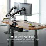 Vari Cable Management Tray - Under Desk Cord & Wire Organizer - Ideal for Home Office Sit Stand Desks - Fits Adjustable Electric Standing Desk 48x30, 60x30, 60x24, 72x30 - Easy Assembly (Black) Vari