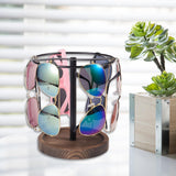 BDBDYEAY Sunglasses Organizer Wood Glasses Holder Stand, Metal Sunglass Storage Display Rack for 12Pairs Eyeglasses, Eyewear Organizer for Dresser Table Desk Countertop Bedroom BDBDYEAY