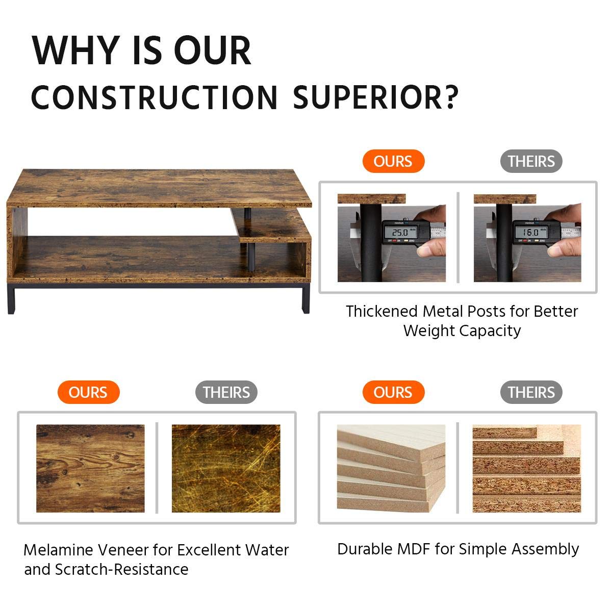 Yaheetech TV Stand for 50 inch TV, Industrial Wood TV Entertainment Center with Storage Shelves, Small TV Stand Unit for Bedroom, Living Room, Rustic Brown Yaheetech