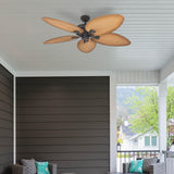 Honeywell Ceiling Fans Palm Island, 52 Inch Tropical Indoor Outdoor Ceiling Fan with No Light, Pull Chain, Three Mounting Options, 5 Palm Leaf Blades, Damp-Rated - 50505-01 (Bronze) Honeywell Ceiling Fans