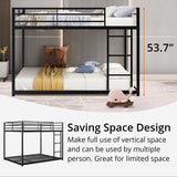 INCLAKE Full Over Full Bunk Bed, Heavy Duty Metal Bunk Bed Frame with Built-in Ladder and Safety Guard Rail, Low Bunk Bed for Teens Adults, Noisy Free & No Box Spring Needed, Black INCLAKE