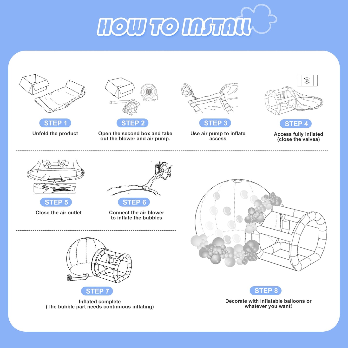 Inflatable Bubble House,13ft Bubble Tent Dome & 8ft Tunnel, Clear Bubble Dome, PVC Transparent Inflatable Bubble House with Blower for Kids Party Balloon Garden Tent for Outdoor Backyard Part - WoodArtSupply