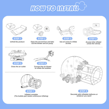 Inflatable Bubble House,13ft Bubble Tent Dome & 8ft Tunnel, Clear Bubble Dome, PVC Transparent Inflatable Bubble House with Blower for Kids Party Balloon Garden Tent for Outdoor Backyard Part - WoodArtSupply