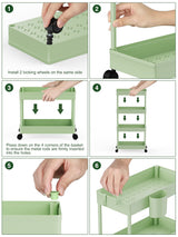 LEHOM Slim Rolling Storage Cart - 4 Tiers Bathroom Organizer Utility Cart Slide Out Storage Shelves Mobile Shelving Unit for Kitchen, Bedroom, Office, Laundry Room, Small Narrow Spaces, Green LEHOM