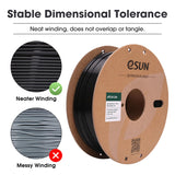 eSUN PLA Filament 1.75mm, High Toughness 3D Printer Filament Upgraded PLA Filament, Dimensional Accuracy +/- 0.03mm, 1KG Cardboard Spool (2.2 LBS) 3D Printing Filament for 3D Printers, Black eSUN