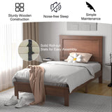 Giantex Wood Twin Bed Frames with Headboard, Wooden Mid Century Platform Bed with Slat Support, Mattress Foundation, Twin Bed Frames for Kids Adults, No Box Spring Needed, Walnut Giantex